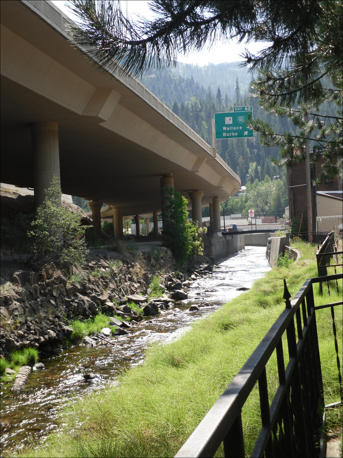 Wallace, ID-I-90 flyover and Coeur d'Alene River